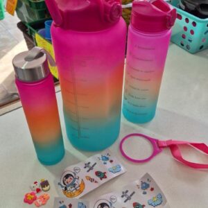 BOTELLA X3 + STICKERS Y PINES cod6286