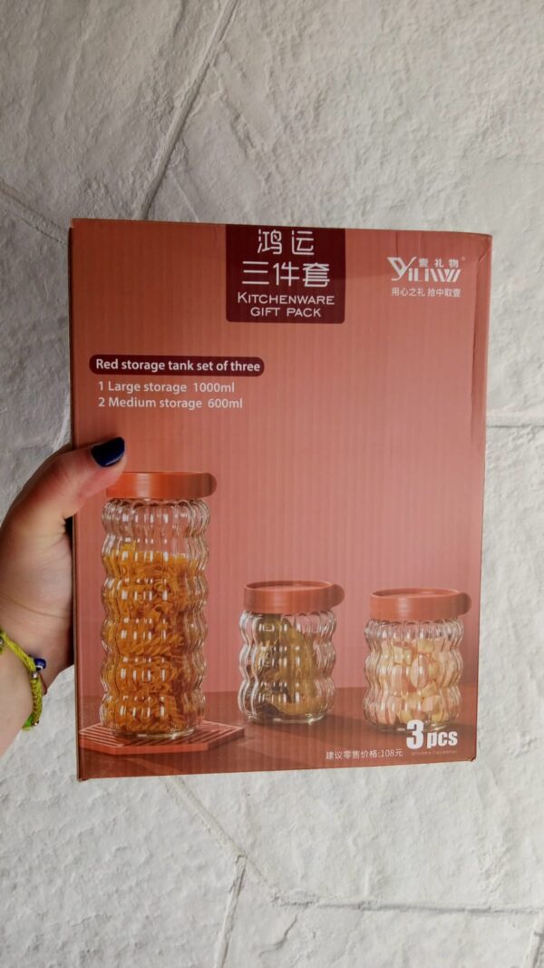 SET X 3 FRASCOS VIDRIO CON TAPA cod7342