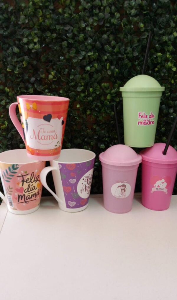 COMBO 3 TAZAS MAMÁ + 3 VASOS CON STICKER cod7408