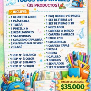 BOLSON ESCOLAR 35 PRODUCTOS cod8080